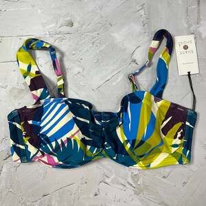 Shade & Shore Underwire Bikini Top SIZE 36C Multicolor Removable Pads